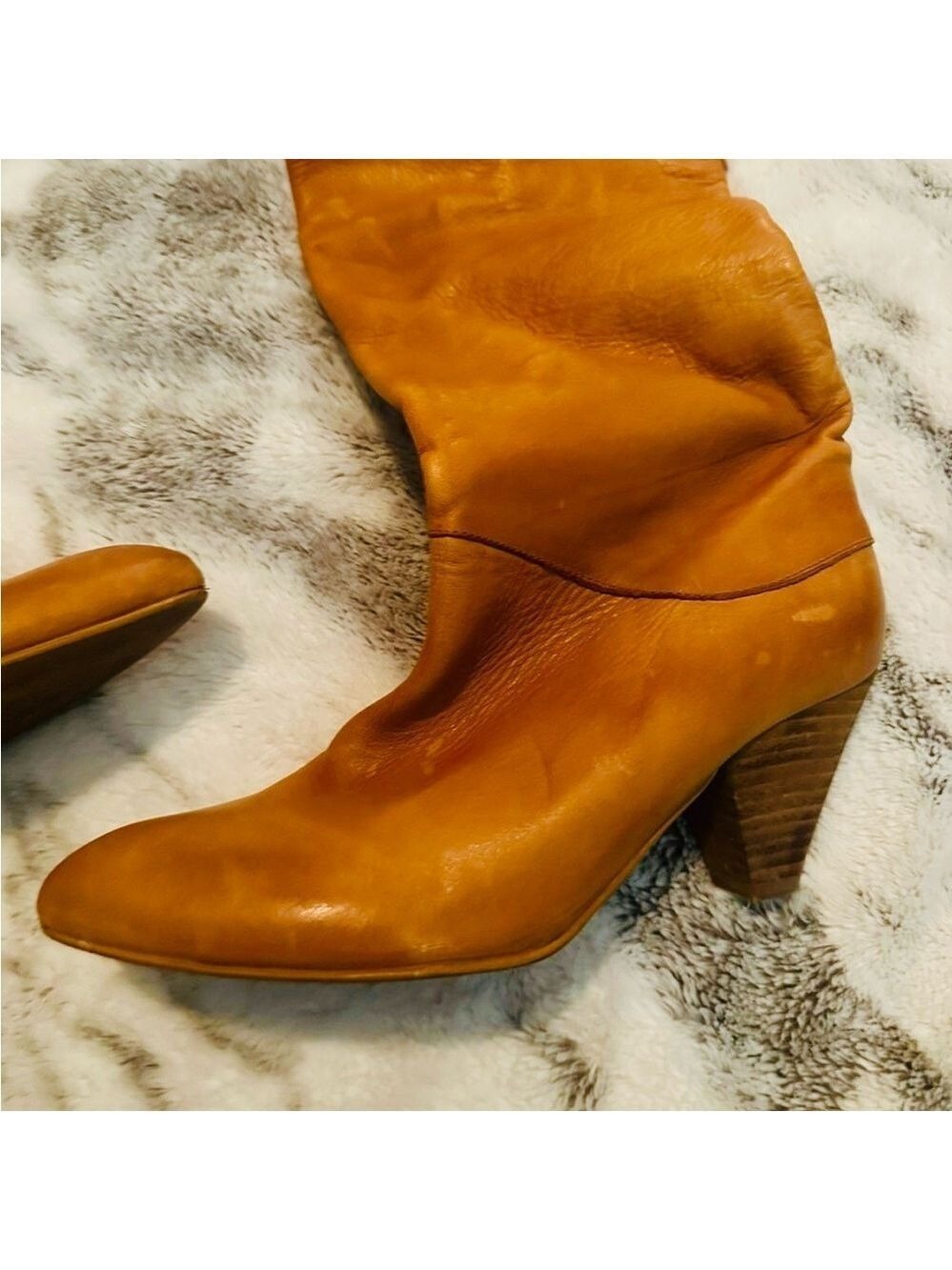 Free People Tan leather vintage over the knee boots size 37 - Picture 12 of 13
